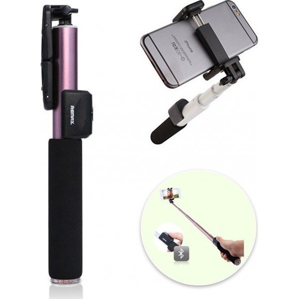 Remax P4 Selfie Stick με Bluetooth Ροζ